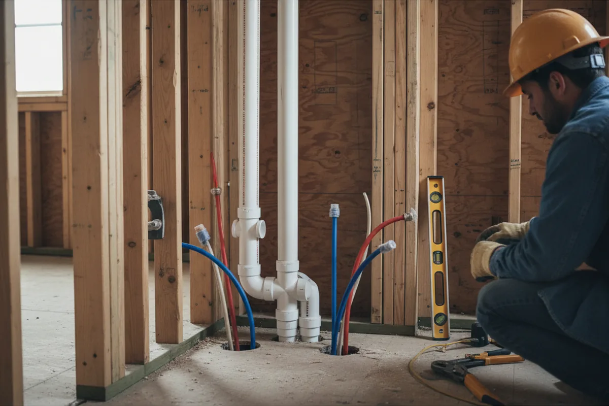 Drain and supply rough-in during Sump Pump Repair in Arvada